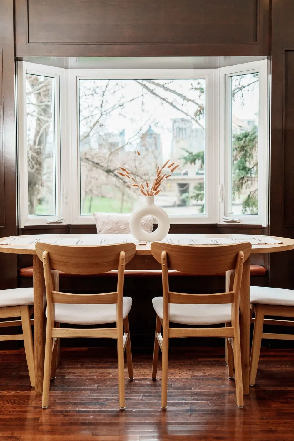A sunny window seat looking onto the green neighbourhood around The Bruno