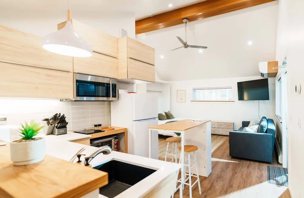 Open kitchen and living area inside Bruno Petite